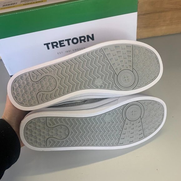 NWT Womens Tretorn Chelsea Casual Athletic Sneaker Leather Canvas Gray & White - Picture 4 of 4